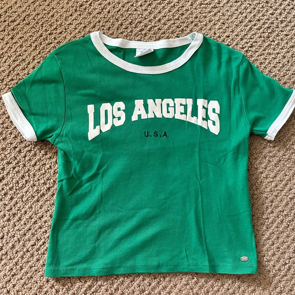 Zara Green and White Short Sleeve Tee